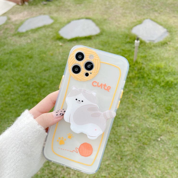 グレー | スマホケース もち猫バンカーリング iPhoneケース | marcydorn