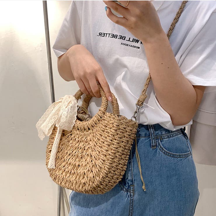 新品未使用 Ain Soph 2way ラタンバッグ ブランド カゴバッグ 夏 アインソフ] レザータイ ラタン 二枚貝 トートバッグ レディース