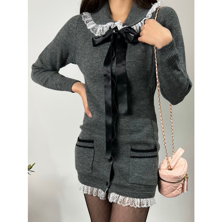 リボンニットミニワンピース ドレス ボウタイ | marcydorn | 詳細画像11 