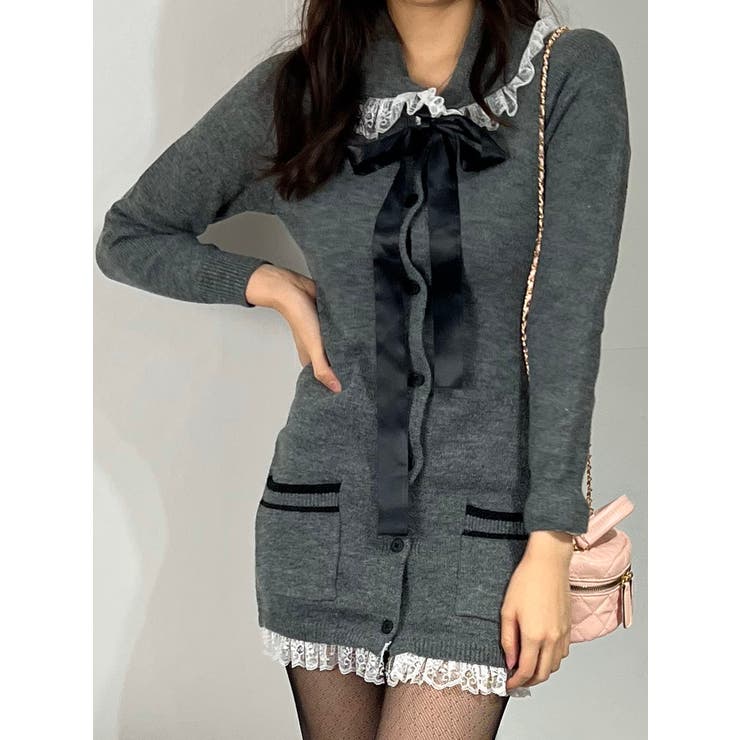 リボンニットミニワンピース ドレス ボウタイ | marcydorn | 詳細画像3 