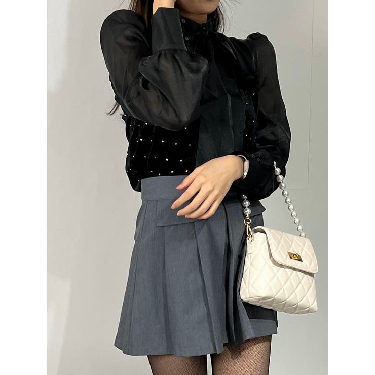 ベロアライクシアービジューブラウス シャツ リボン | marcydorn | 詳細画像2 