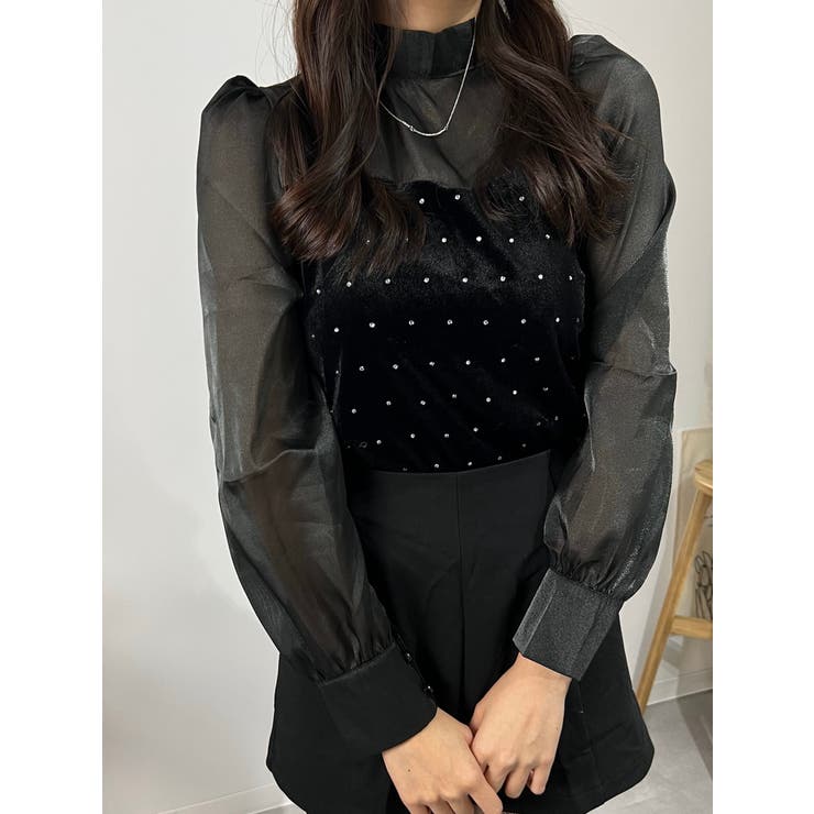 ベロアライクシアービジューブラウス シャツ リボン | marcydorn | 詳細画像26 