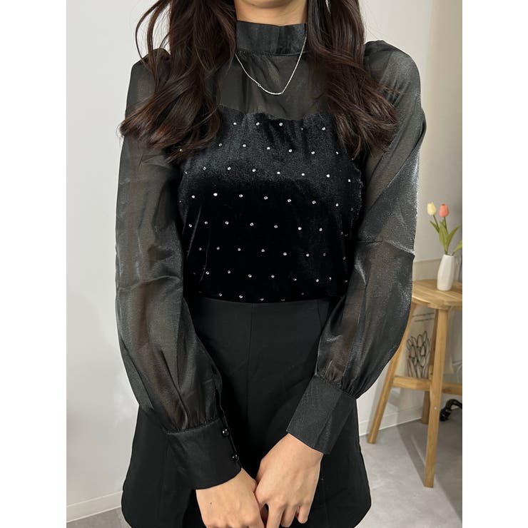 ベロアライクシアービジューブラウス シャツ リボン | marcydorn | 詳細画像27 