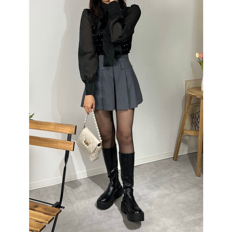 ベロアライクシアービジューブラウス シャツ リボン | marcydorn | 詳細画像8 