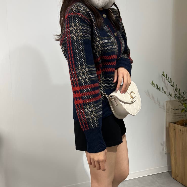 チェックカーディガン ラウンドネック アルパカウール ニットセーター | marcydorn | 詳細画像22 