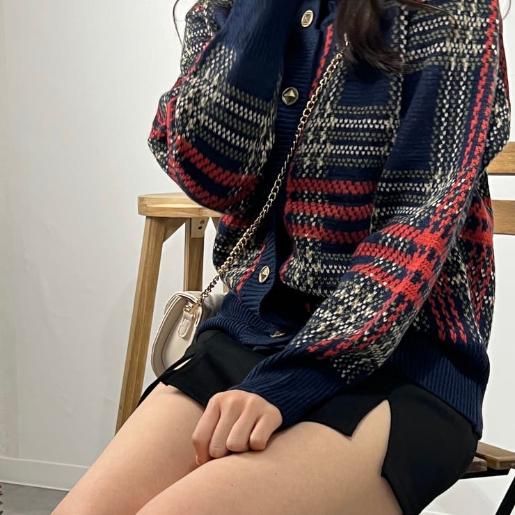 チェックカーディガン ラウンドネック アルパカウール ニットセーター | marcydorn | 詳細画像23 