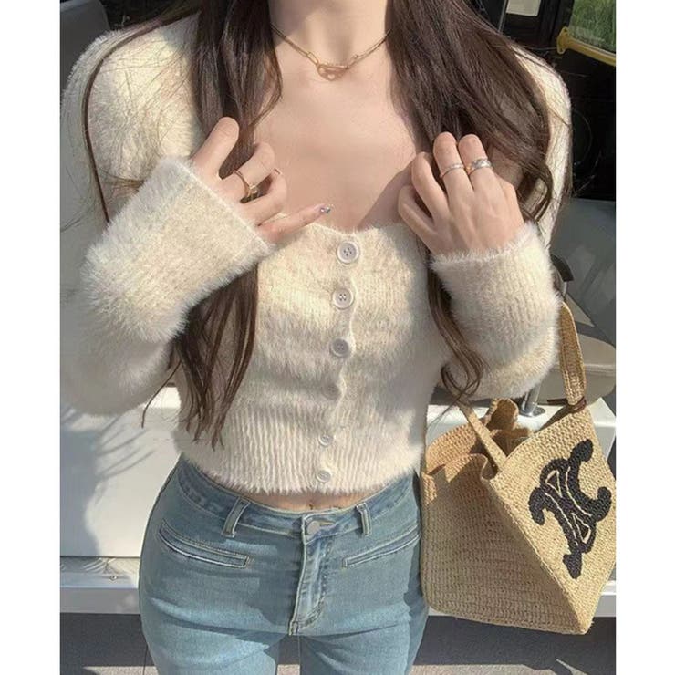 ホワイト | もこもこショート丈ニット | marcydorn