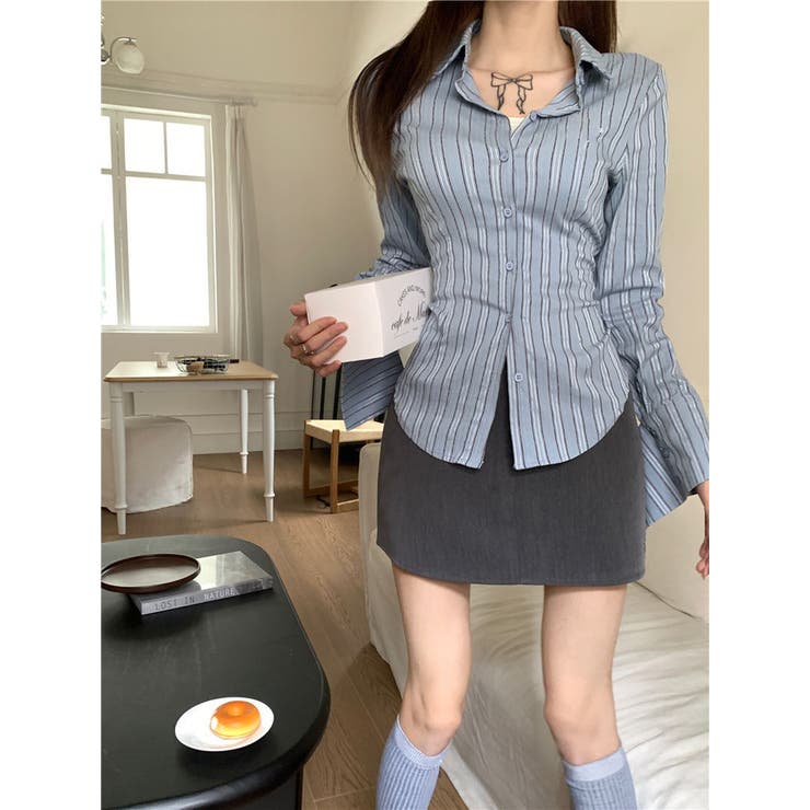 ストライプブルーシャツ | marcydorn | 詳細画像1 