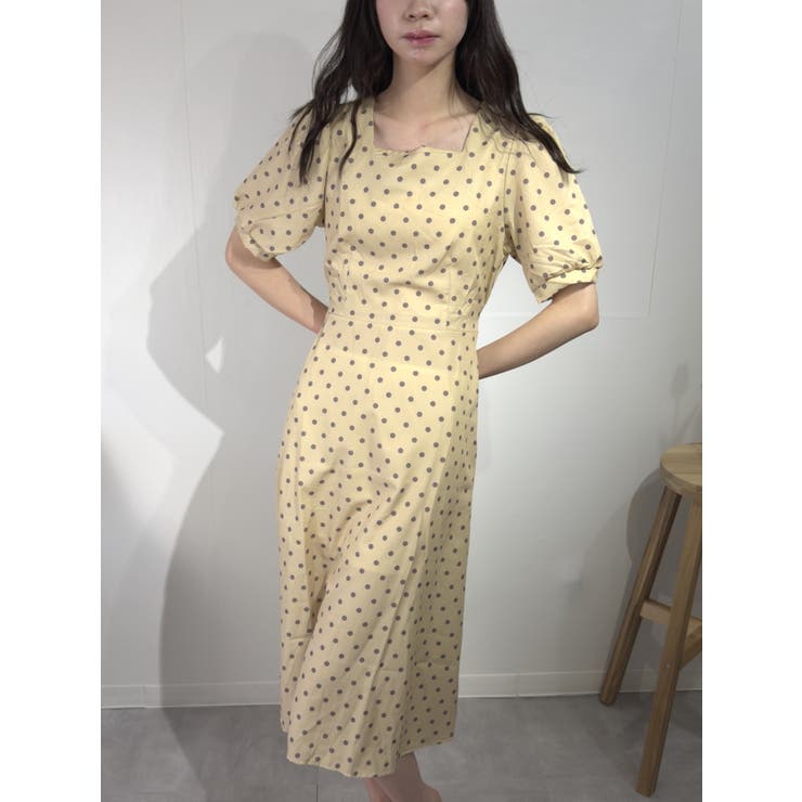 イエロー | バックリボンドットワンピース | marcydorn