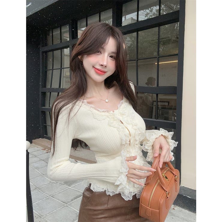 レースフリルホワイトトップス | marcydorn | 詳細画像8 