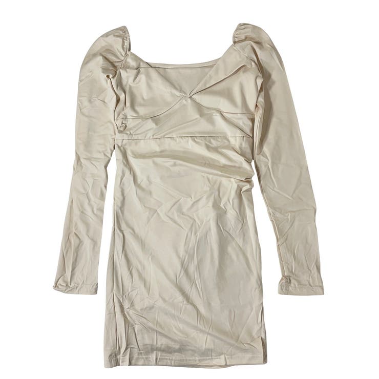 Vネックライトベージュワンピース | marcydorn | 詳細画像18 