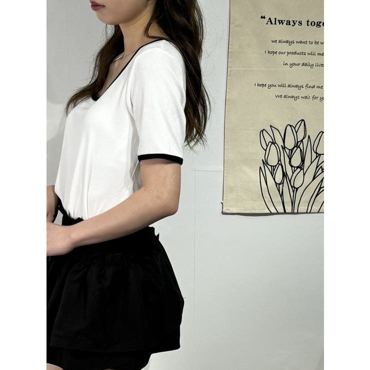 スクエアネック×配色パイピングTシャツ | marcydorn | 詳細画像12 