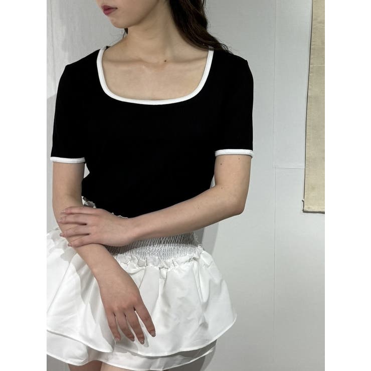 スクエアネック×配色パイピングTシャツ | marcydorn | 詳細画像24 