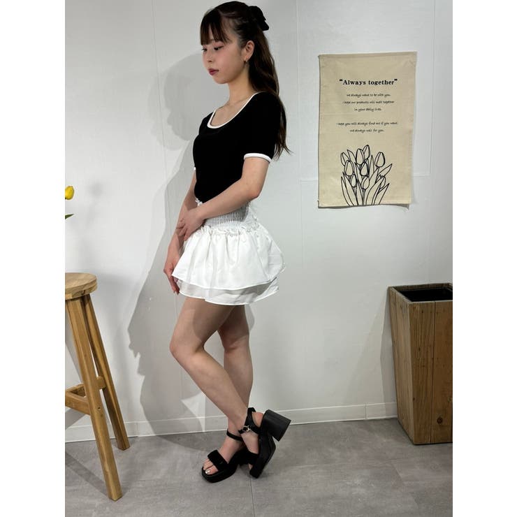 スクエアネック×配色パイピングTシャツ | marcydorn | 詳細画像30 