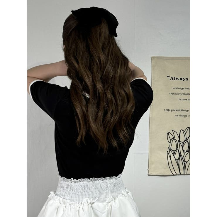 スクエアネック×配色パイピングTシャツ | marcydorn | 詳細画像32 