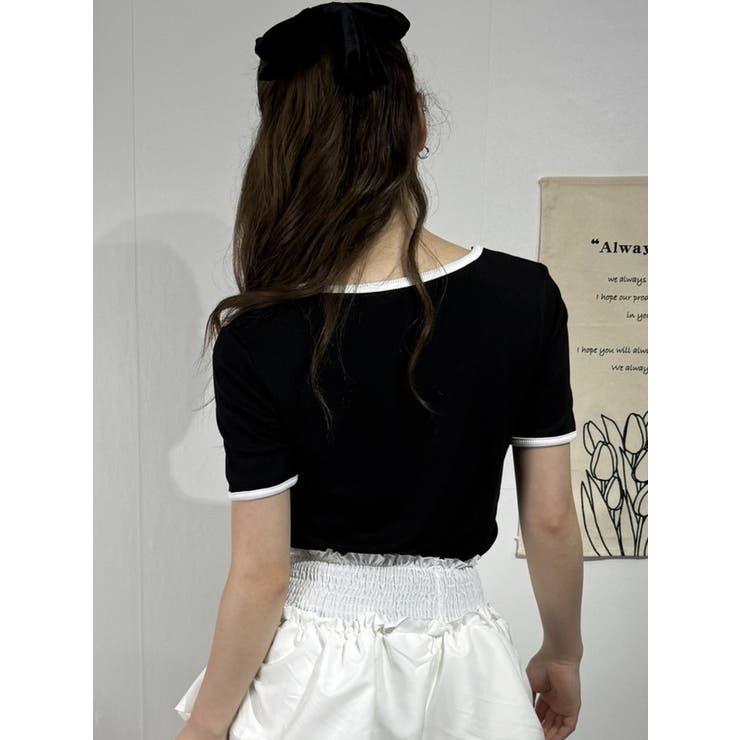 スクエアネック×配色パイピングTシャツ | marcydorn | 詳細画像33 