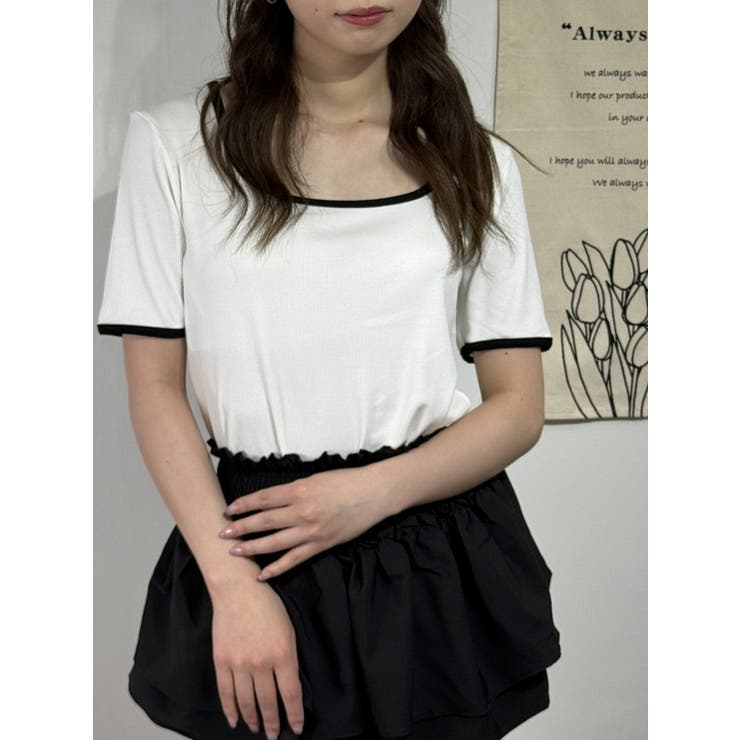 スクエアネック×配色パイピングTシャツ | marcydorn | 詳細画像5 