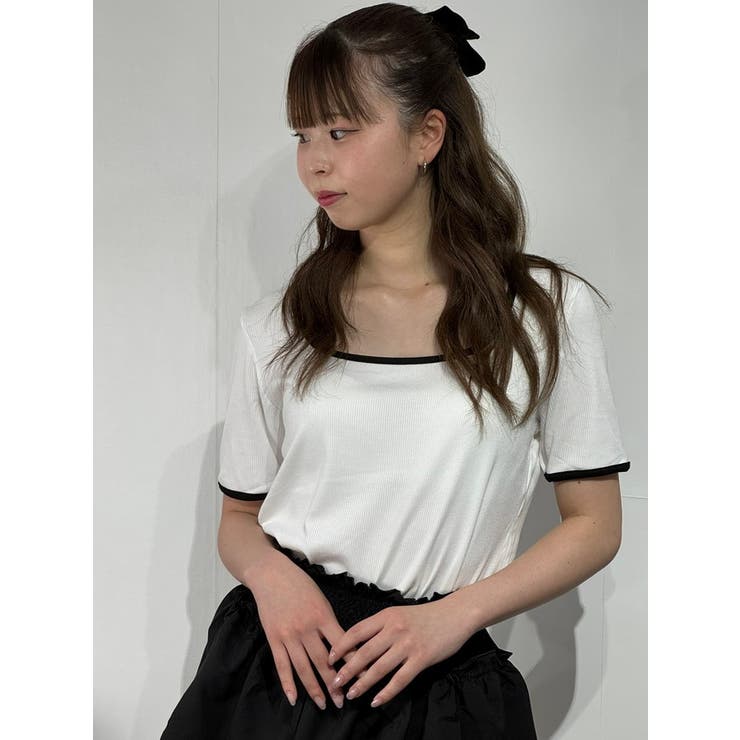 スクエアネック×配色パイピングTシャツ | marcydorn | 詳細画像8 