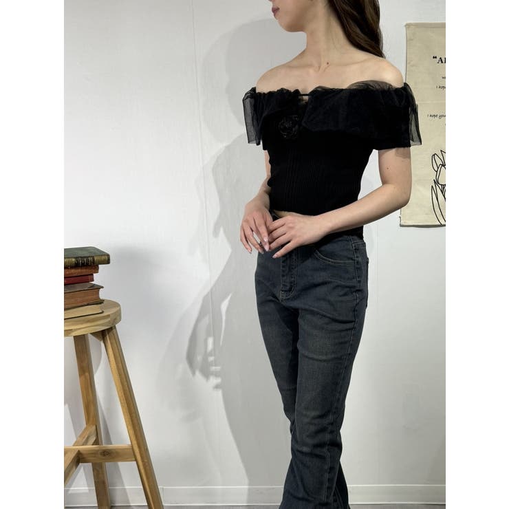 チュールフリルオフショルトップス レディース | marcydorn | 詳細画像13 