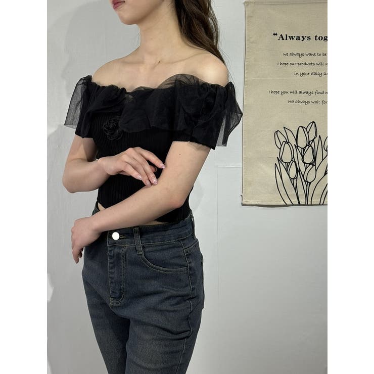 チュールフリルオフショルトップス レディース | marcydorn | 詳細画像17 