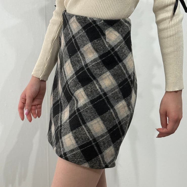 韓国風クラシックチェック柄ハイウエスト台形スカート ミニスカート | marcydorn | 詳細画像12 