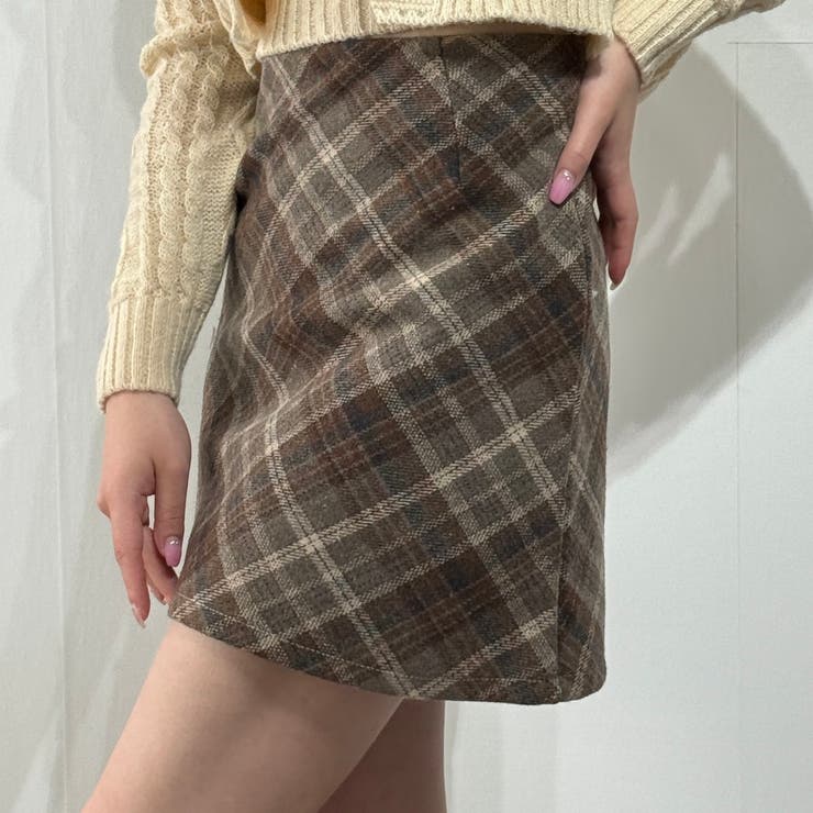 韓国風クラシックチェック柄ハイウエスト台形スカート ミニスカート | marcydorn | 詳細画像34 