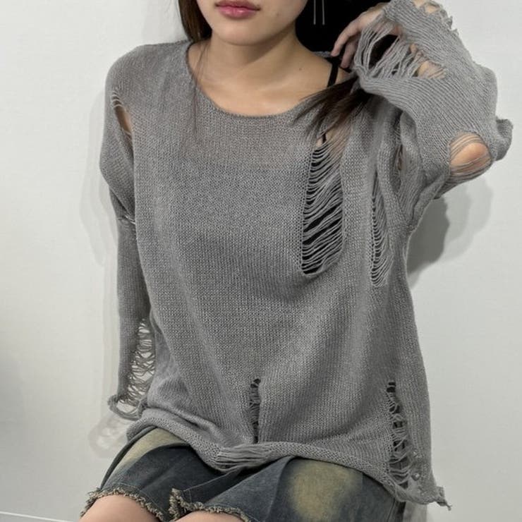 ダメージルック×ルーズフィットセーター ニット  | marcydorn | 詳細画像1 