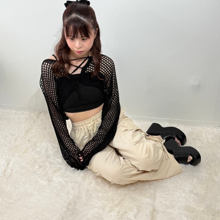 メッシュ編みデザインショート丈長袖ニット | marcydorn | 詳細画像21 