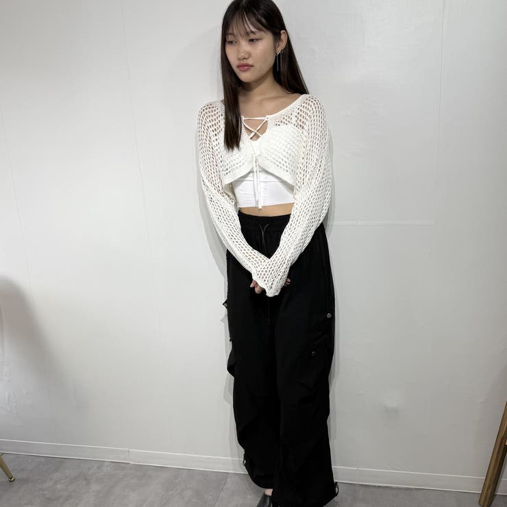 メッシュ編みデザインショート丈長袖ニット | marcydorn | 詳細画像23 