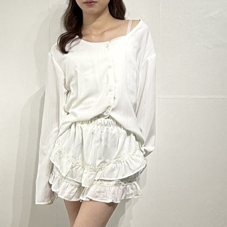 ナチュラルコットンシャツ×ふんわりフリルショートパンツ セットアップ ブラウス | marcydorn | 詳細画像1 
