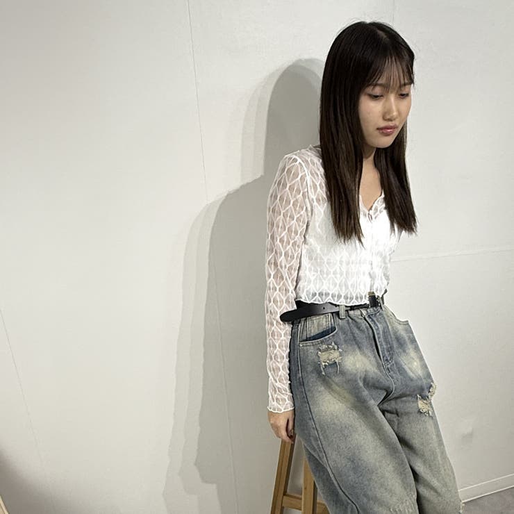 韓国風透け感ショート丈羽織りカーディガン | marcydorn | 詳細画像43 