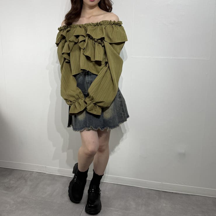 フリルスリーブ オフショルブラウス オフショルダー | marcydorn | 詳細画像18 