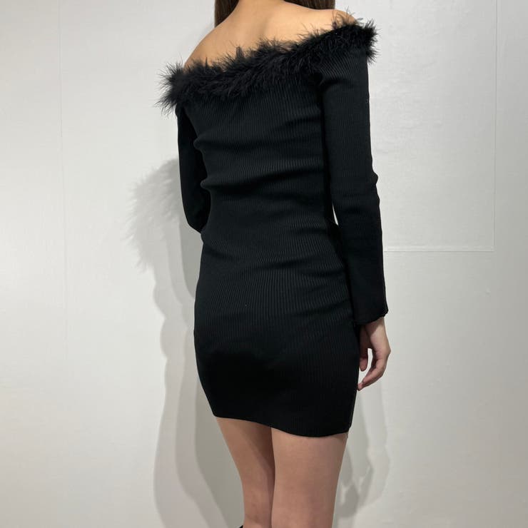 ラグジュフェミ 肩あきファーニットワンピース オフショルダー | marcydorn | 詳細画像27 