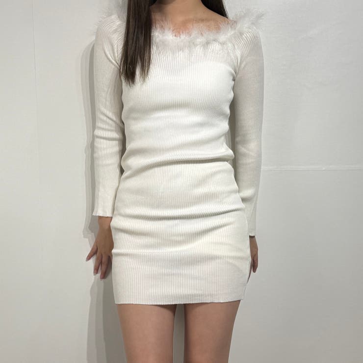 ラグジュフェミ 肩あきファーニットワンピース オフショルダー | marcydorn | 詳細画像33 