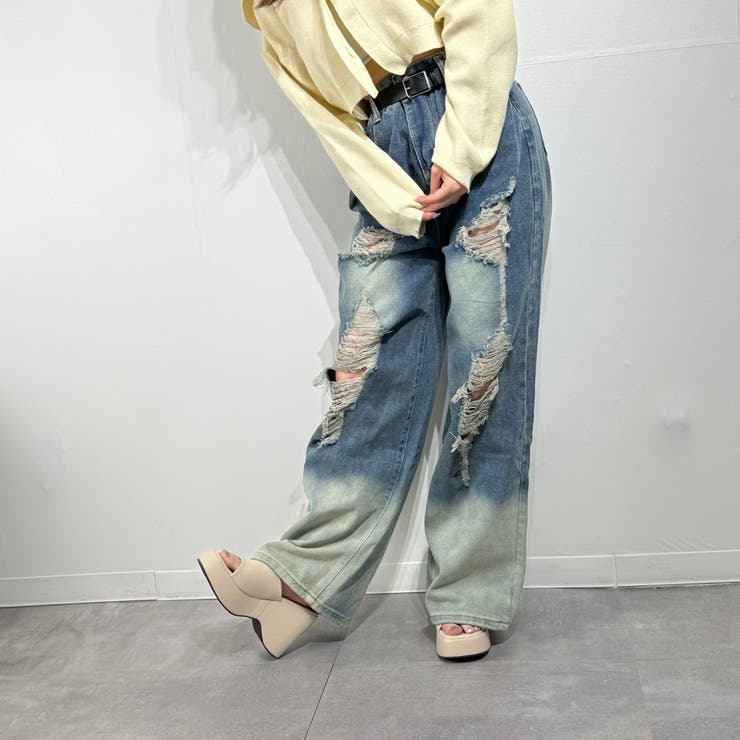 ヴィンテージグラデ ダメージバギージーンズ デニム | marcydorn | 詳細画像10 