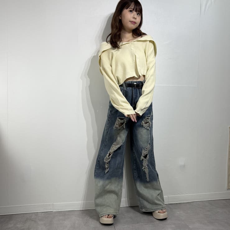 ヴィンテージグラデ ダメージバギージーンズ デニム | marcydorn | 詳細画像2 