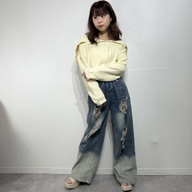 ヴィンテージグラデ ダメージバギージーンズ デニム | marcydorn | 詳細画像3 