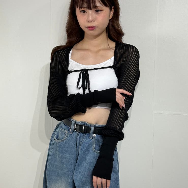 フロントリボン シアーショルダーカーディガン ニット | marcydorn | 詳細画像7 