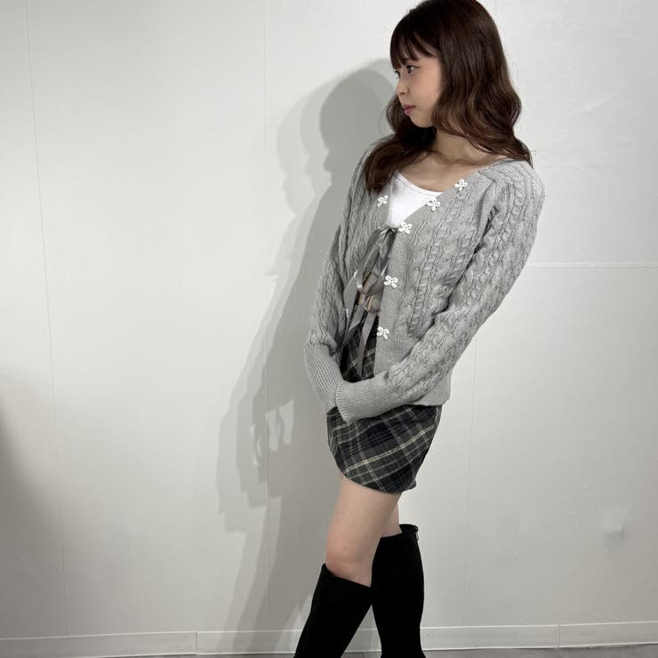 リボン付き ケーブルニットカーディガン | marcydorn | 詳細画像13 