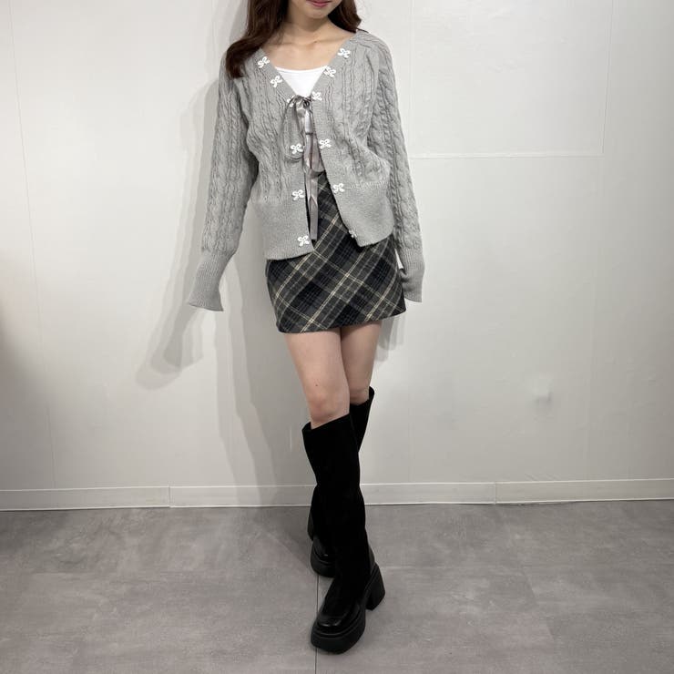 リボン付き ケーブルニットカーディガン | marcydorn | 詳細画像2 