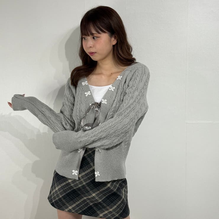 リボン付き ケーブルニットカーディガン | marcydorn | 詳細画像5 