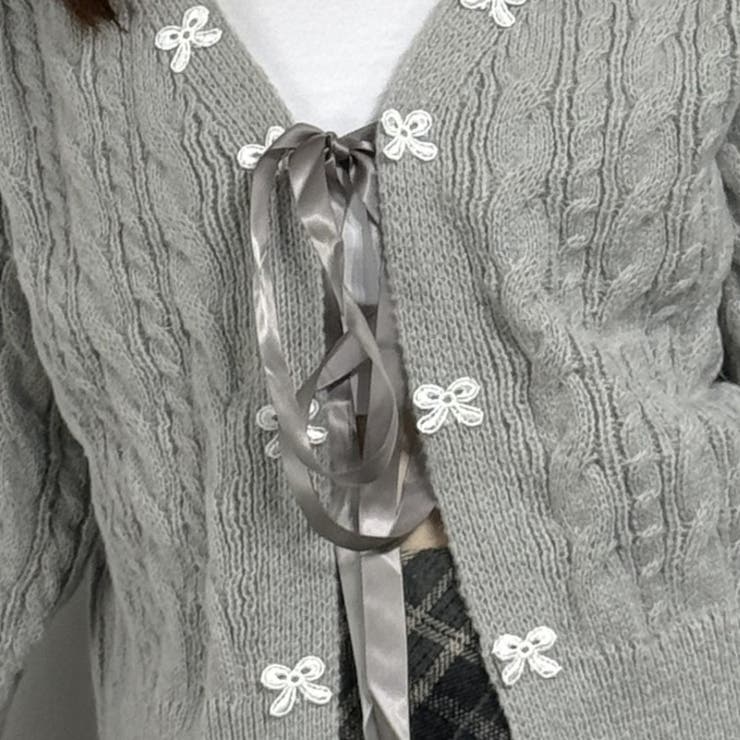 リボン付き ケーブルニットカーディガン | marcydorn | 詳細画像8 