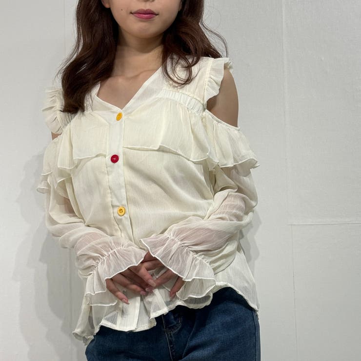 シフォン フリル オフショル トップス  ブラウス シャツ | marcydorn | 詳細画像12 