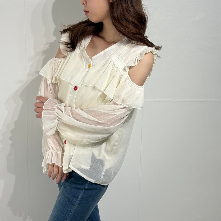 シフォン フリル オフショル トップス  ブラウス シャツ | marcydorn | 詳細画像19 