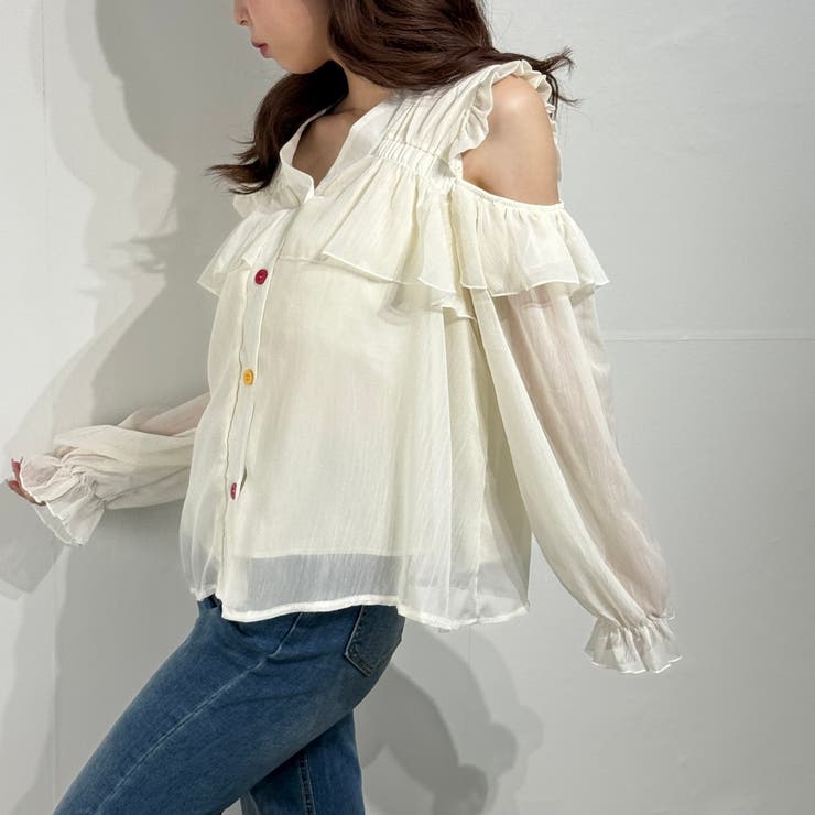 シフォン フリル オフショル トップス  ブラウス シャツ | marcydorn | 詳細画像20 