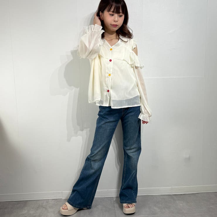 シフォン フリル オフショル トップス  ブラウス シャツ | marcydorn | 詳細画像4 