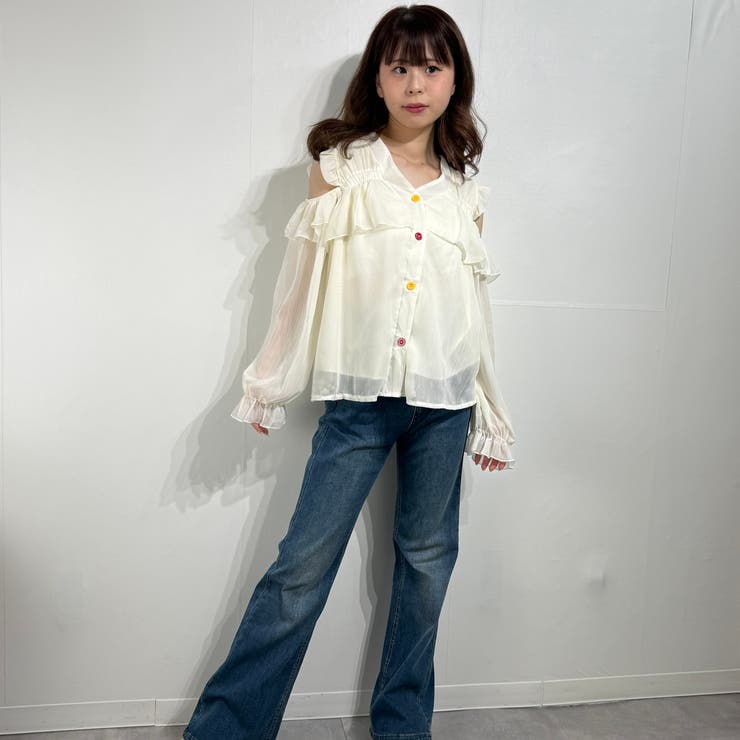 シフォン フリル オフショル トップス  ブラウス シャツ | marcydorn | 詳細画像5 