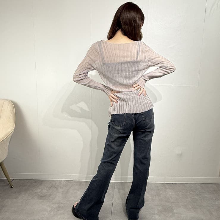 シアーニットカーデ クロップドトップス ニット カーディガン カットソー | marcydorn | 詳細画像14 