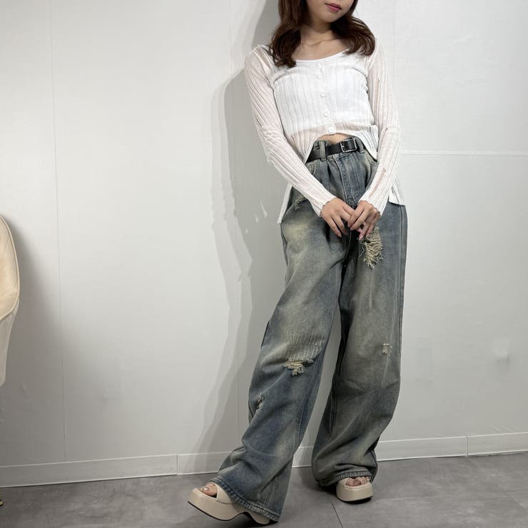 シアーニットカーデ クロップドトップス ニット カーディガン カットソー | marcydorn | 詳細画像35 