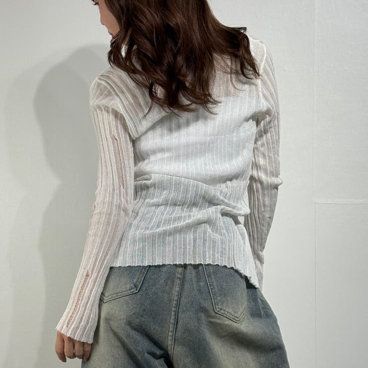 シアーニットカーデ クロップドトップス ニット カーディガン カットソー | marcydorn | 詳細画像45 